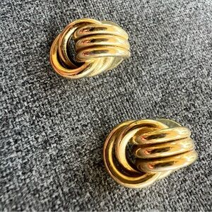 Vintage Gold Tone Knot Stud Pierced Earrings